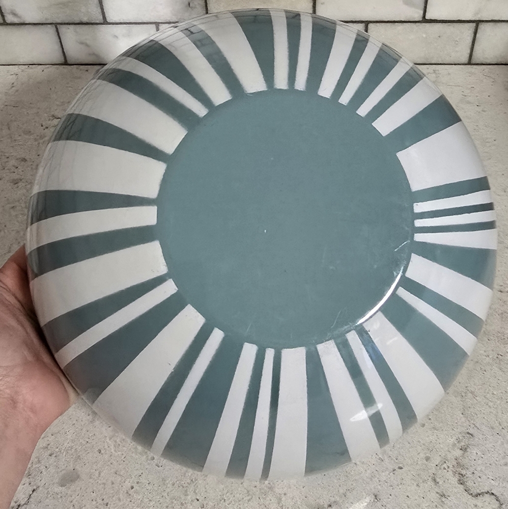 Vtg. Cathrineholm 11" Seafoam Stripe Enamel Bowl - Picture 8 of 11